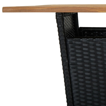 vidaXL 5-tlg. Gartenbar-Set mit Kissen Schwarz Poly Rattan