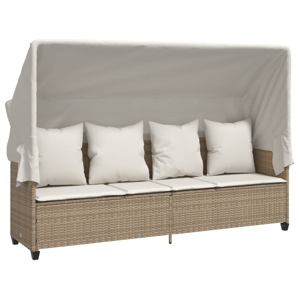 vidaXL 5-tlg. Garten-Sofagarnitur mit Kissen Beige Poly Rattan
