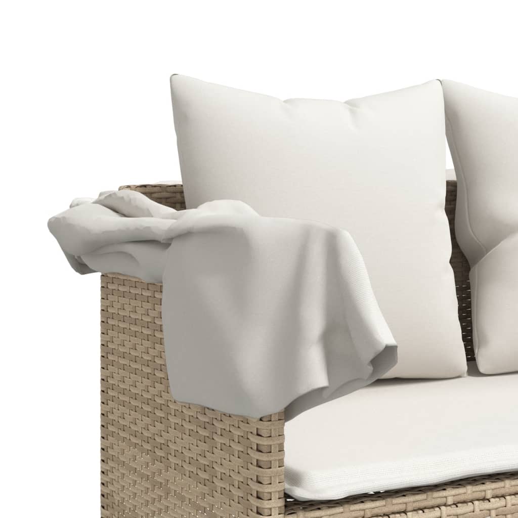 vidaXL 5-tlg. Garten-Sofagarnitur mit Kissen Beige Poly Rattan