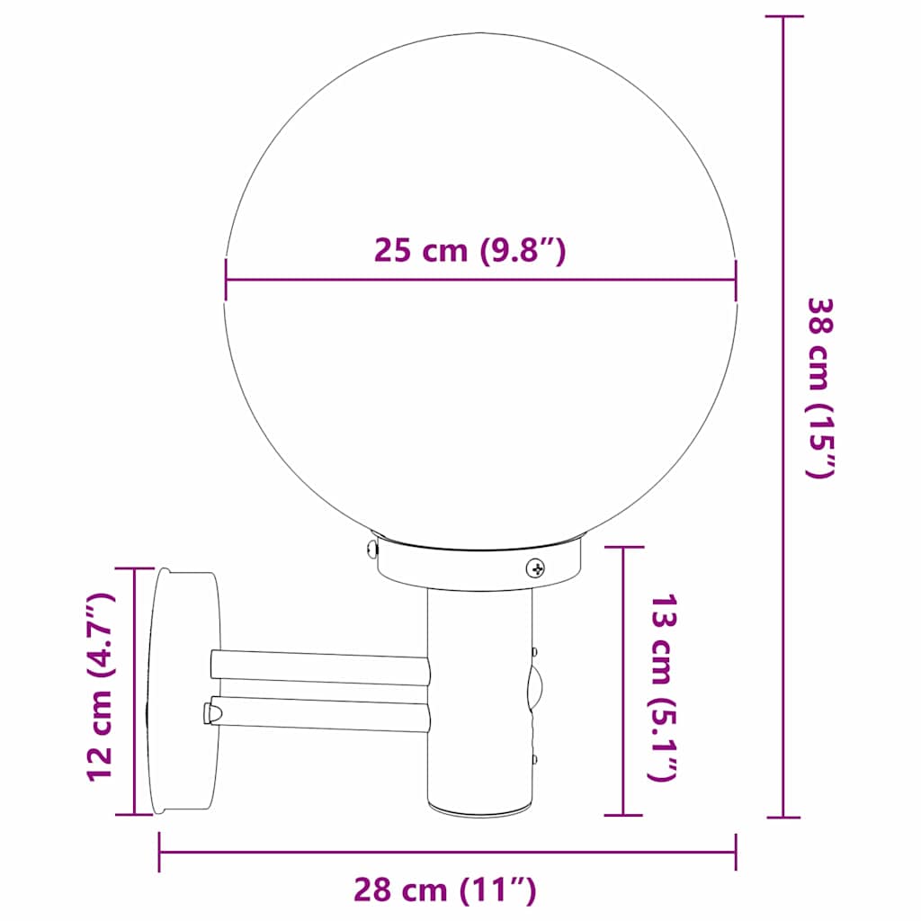 Außenwandleuchte Schwarz 28 x 25 x 38 cm Edelstahl und Plastik