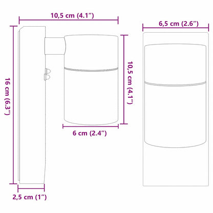 Außenwandleuchte Silber 6,5 x 10,5 x 16 cm Edelstahl und Glas