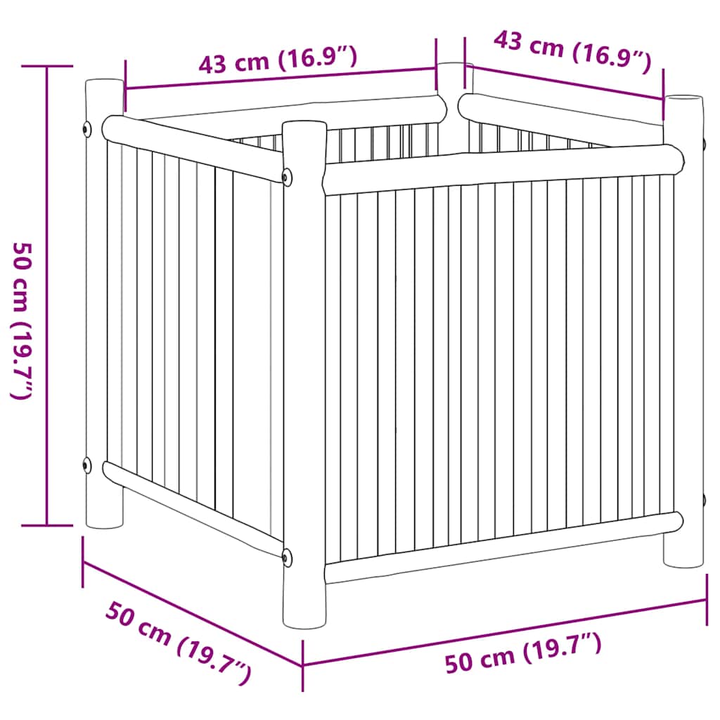 vidaXL Pflanzkübel 50x50x50 cm Bambus