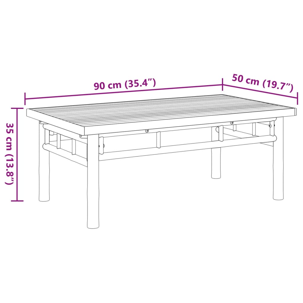 vidaXL Table basse 90x50x35 cm Bambou