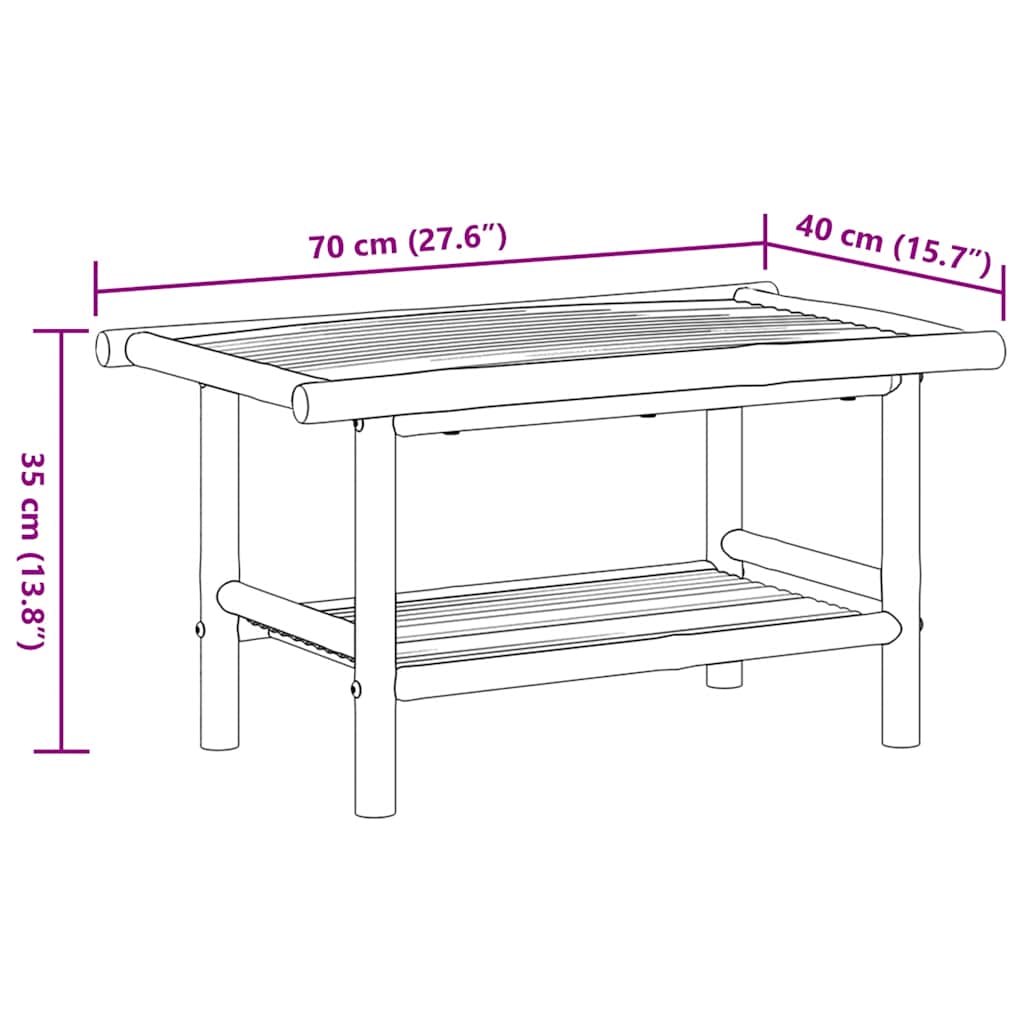 vidaXL Table basse 70x40x35 cm Bambou