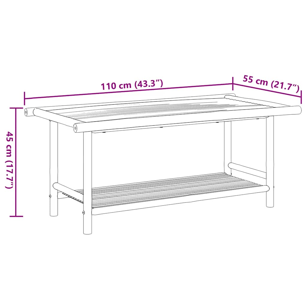 vidaXL Table basse 110x55x45 cm Bambou