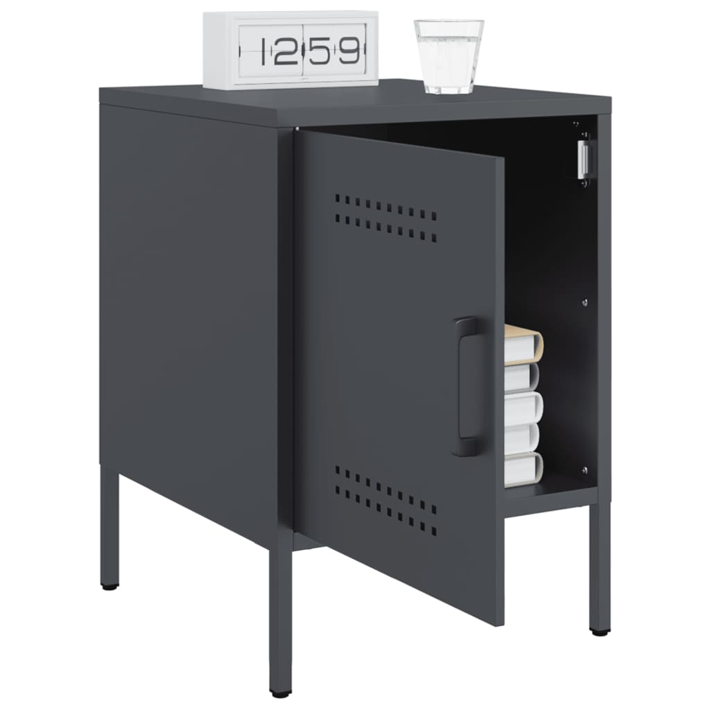 vidaXL Tables de chevet 2 pcs anthracite 36x39x50,5 cm acier