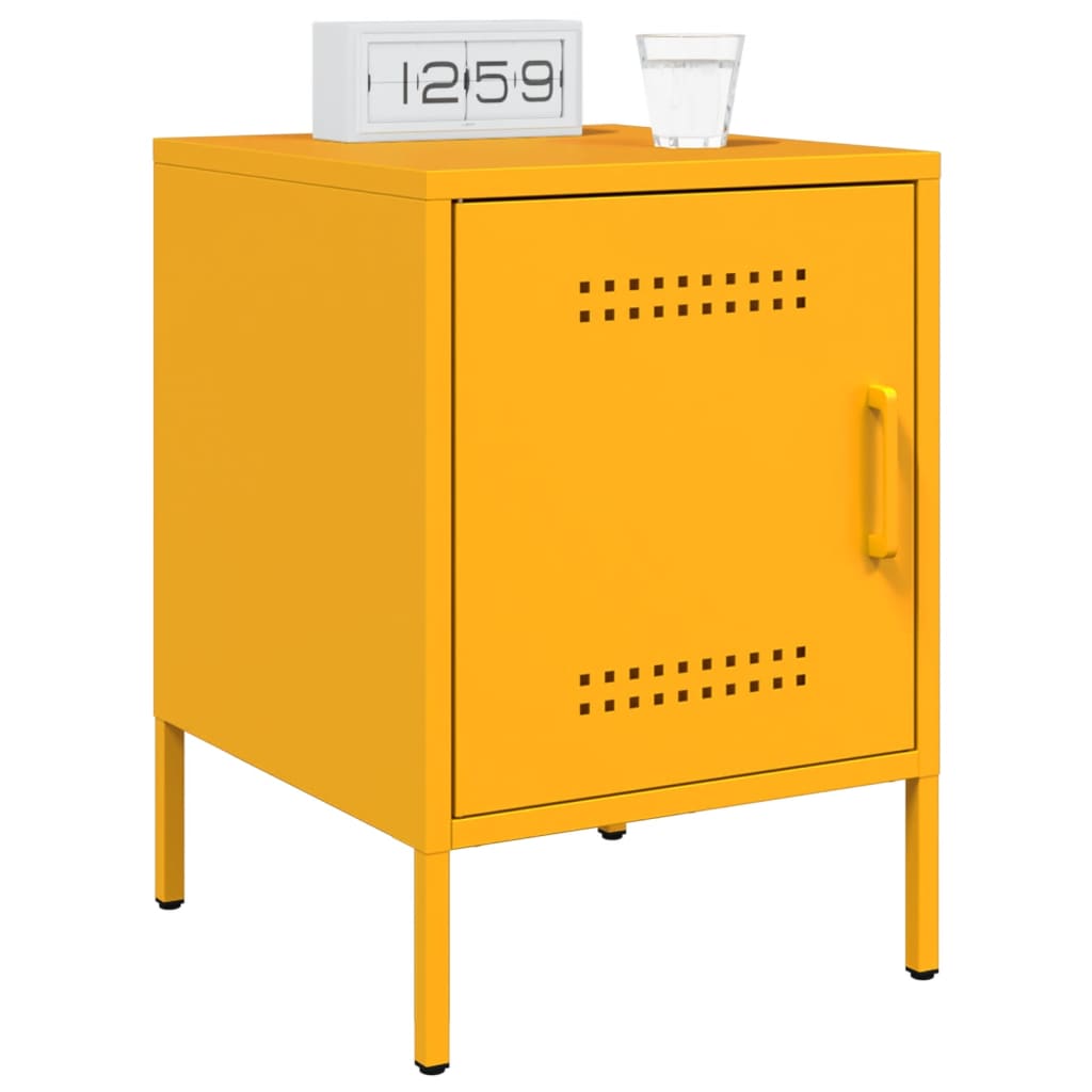vidaXL Tables de chevet 2 pcs Jaune moutarde 36x39x50,5 cm Acier