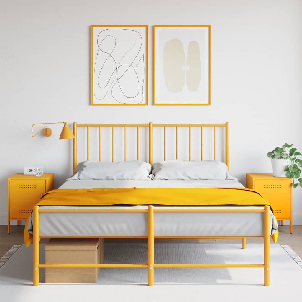 vidaXL Tables de chevet 2 pcs Jaune moutarde 36x39x50,5 cm Acier