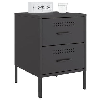 vidaXL Nachttische 2 Stk. Schwarz 36x39x50,5 cm Stahl