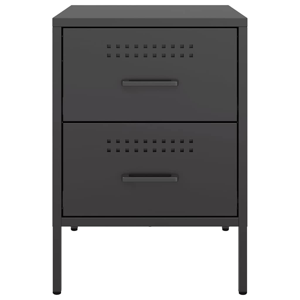 vidaXL Nachttische 2 Stk. Schwarz 36x39x50,5 cm Stahl