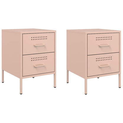 vidaXL Tables de chevet 2 pcs Rose 36x39x50,5 cm Acier