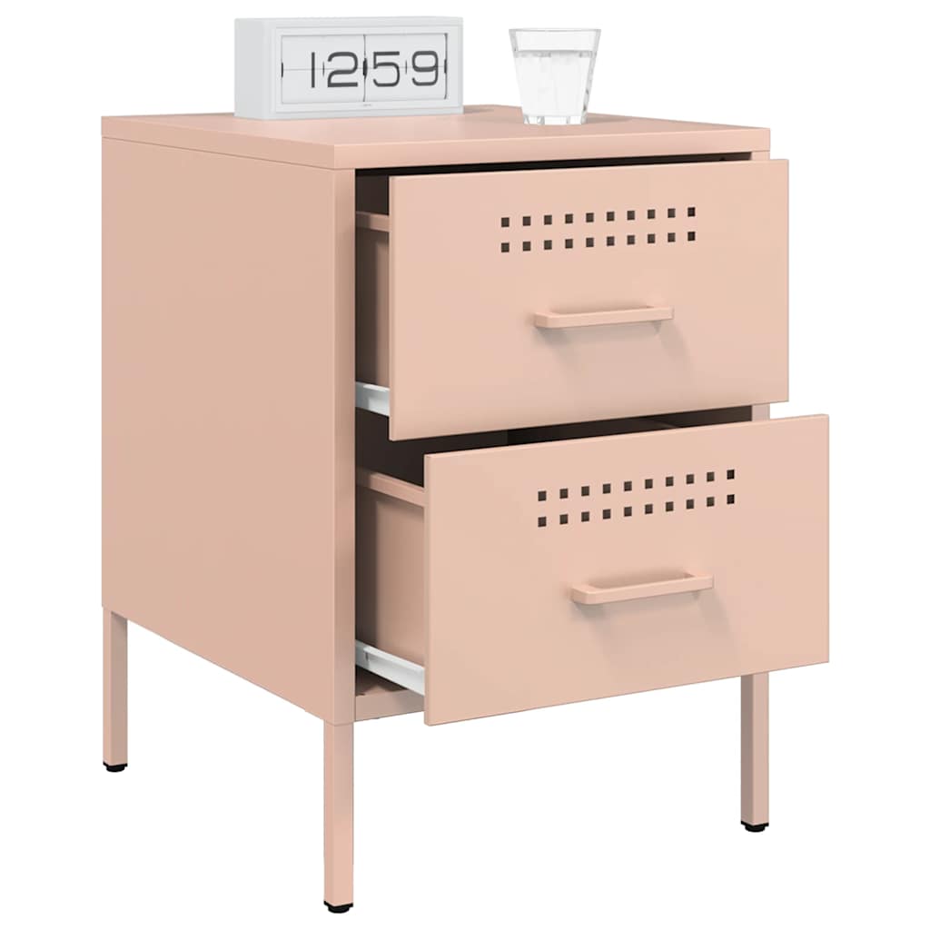 vidaXL Tables de chevet 2 pcs Rose 36x39x50,5 cm Acier