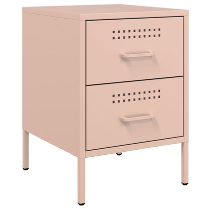 vidaXL Tables de chevet 2 pcs Rose 36x39x50,5 cm Acier