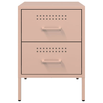 vidaXL Tables de chevet 2 pcs Rose 36x39x50,5 cm Acier