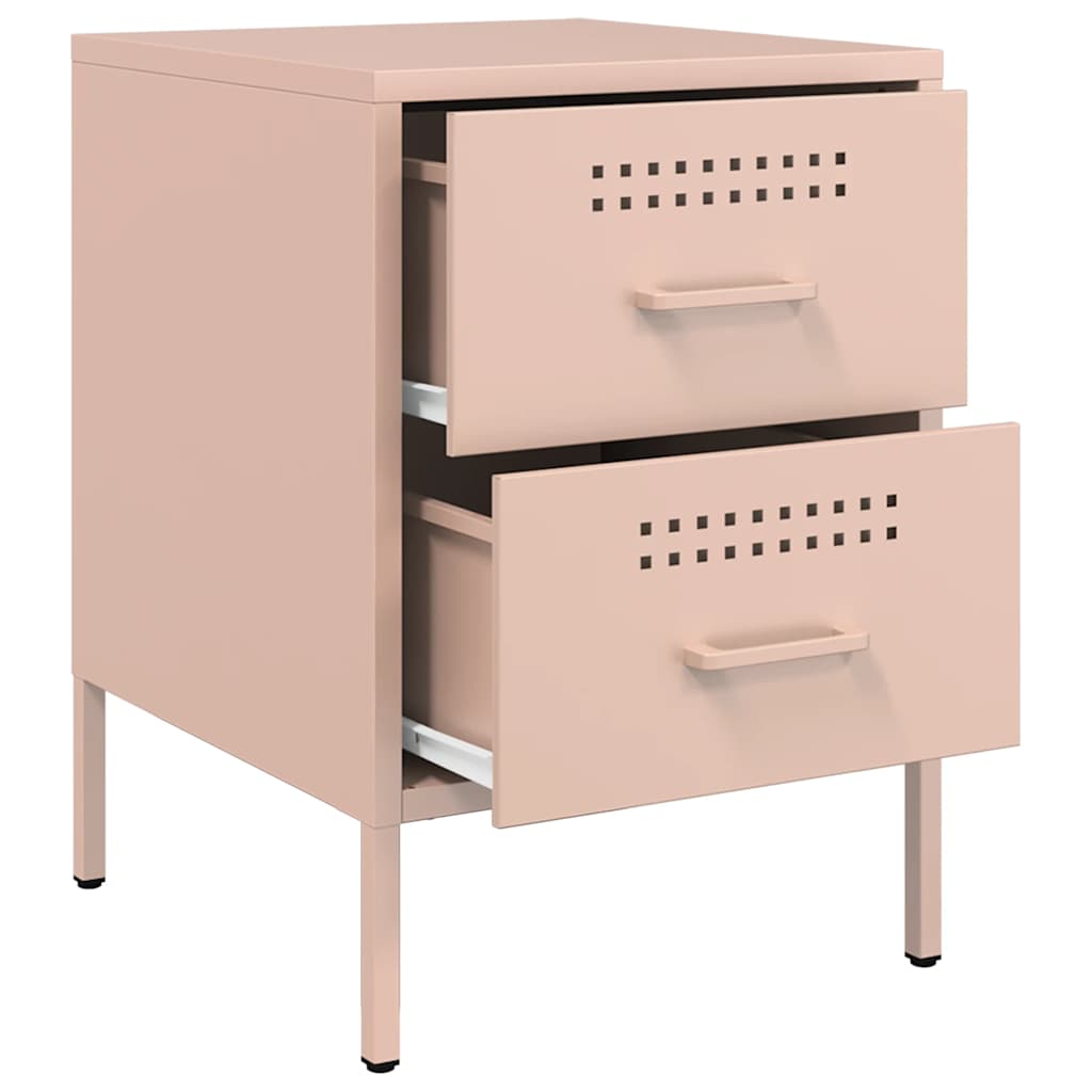 vidaXL Tables de chevet 2 pcs Rose 36x39x50,5 cm Acier