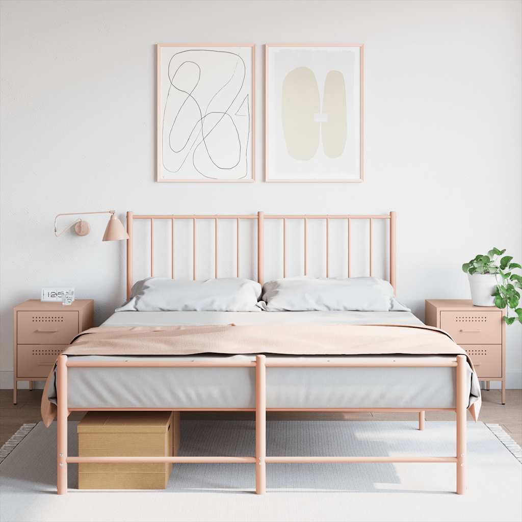 vidaXL Tables de chevet 2 pcs Rose 36x39x50,5 cm Acier