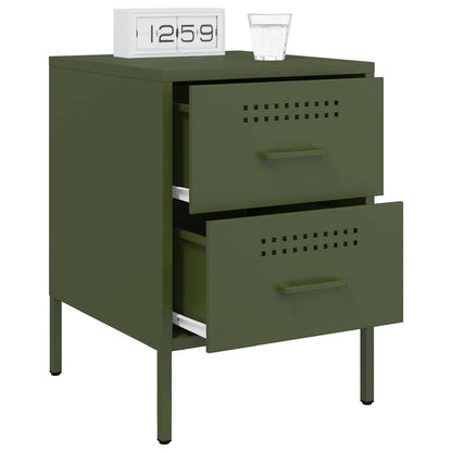 vidaXL Tables de chevet 2 pcs Vert olive 36x39x50,5 cm Acier