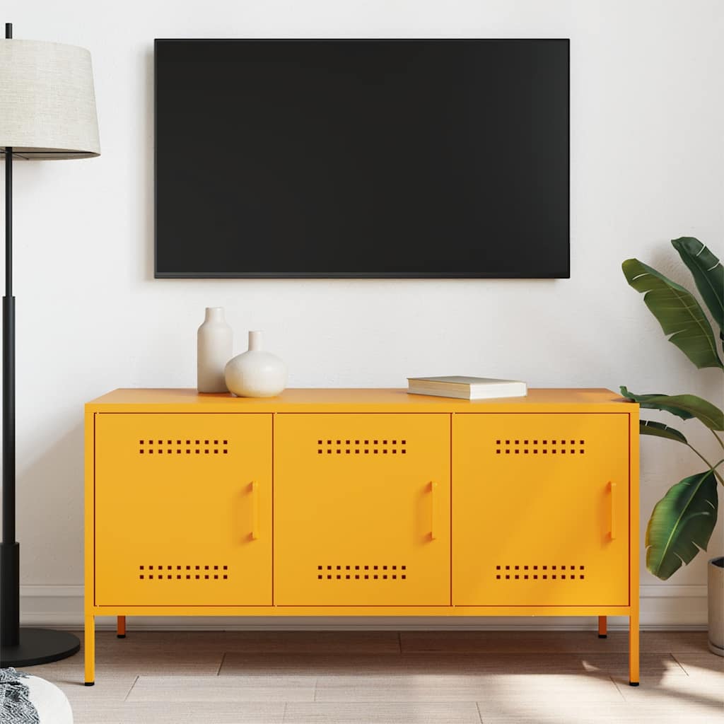vidaXL Meuble TV Jaune Moutarde 100,5x39x50,5 cm Acier
