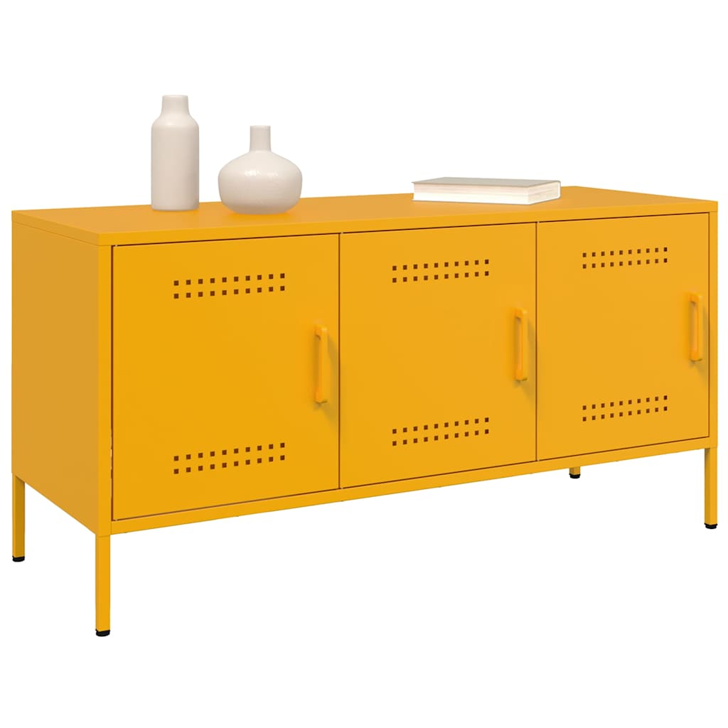 vidaXL Meuble TV Jaune Moutarde 100,5x39x50,5 cm Acier