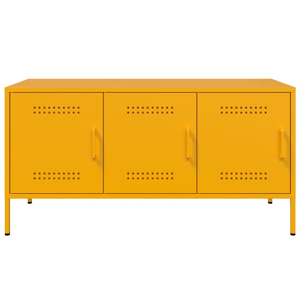 vidaXL Meuble TV Jaune Moutarde 100,5x39x50,5 cm Acier