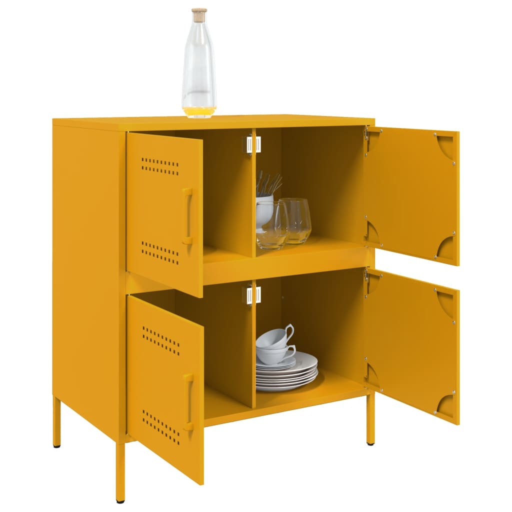 vidaXL Buffet Jaune Moutarde 68x39x79 cm Acier