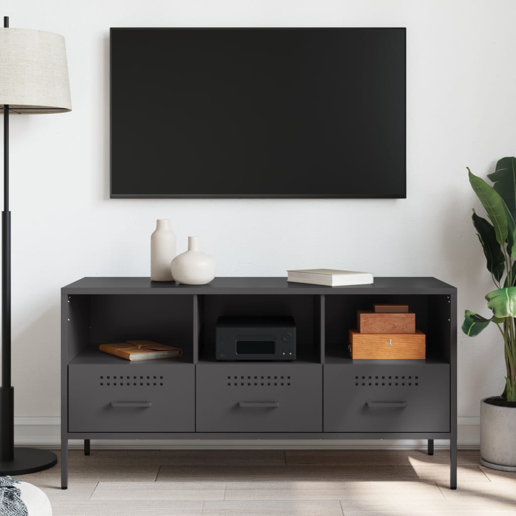 vidaXL Meuble TV Noir 100,5x39x50,5 cm Acier