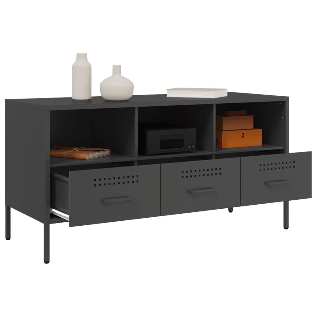 vidaXL Meuble TV Noir 100,5x39x50,5 cm Acier