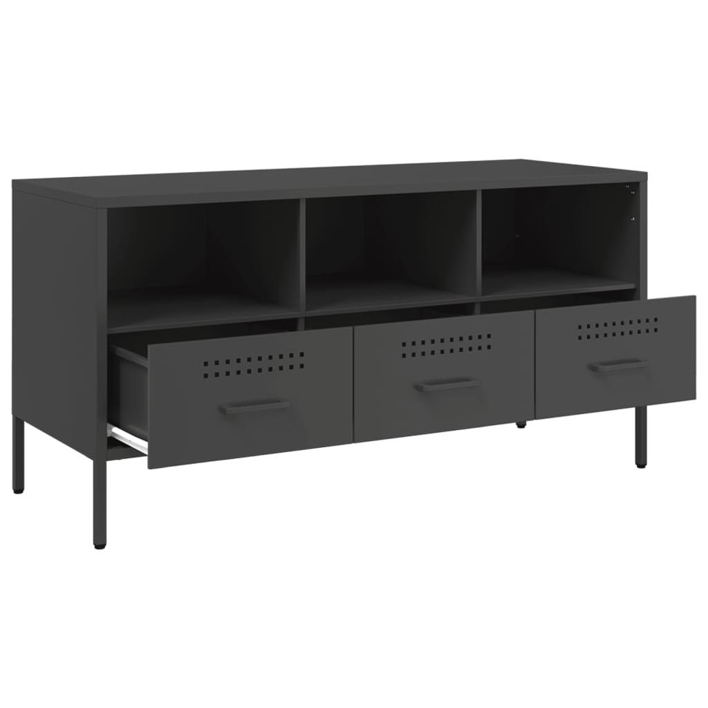 vidaXL Meuble TV Noir 100,5x39x50,5 cm Acier