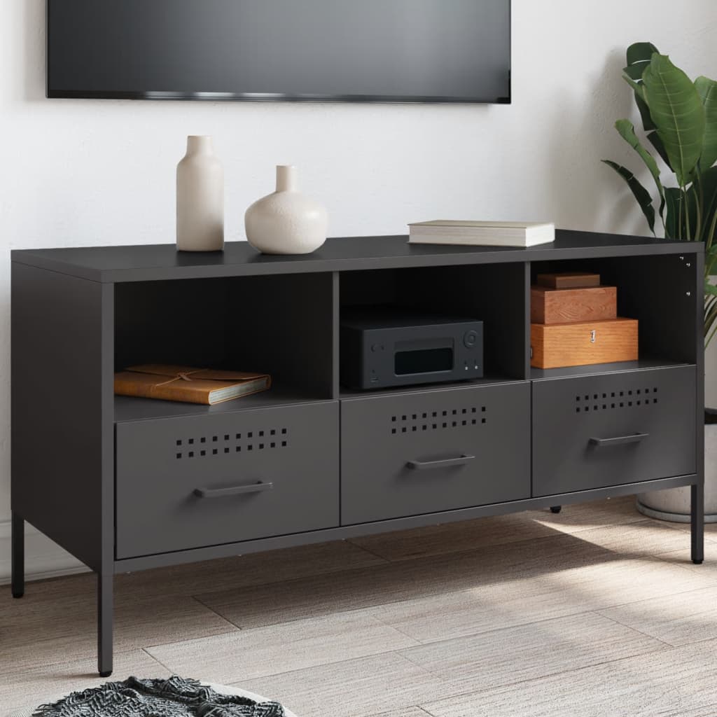 vidaXL Meuble TV Noir 100,5x39x50,5 cm Acier