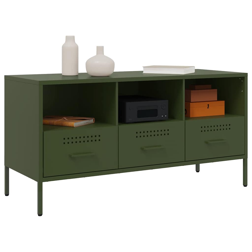 vidaXL TV-Schrank Olivgrün 100,5x39x50,5 cm Stahl