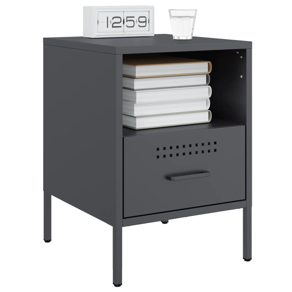vidaXL Table de chevet Anthracite 36x39x50,5 cm Acier