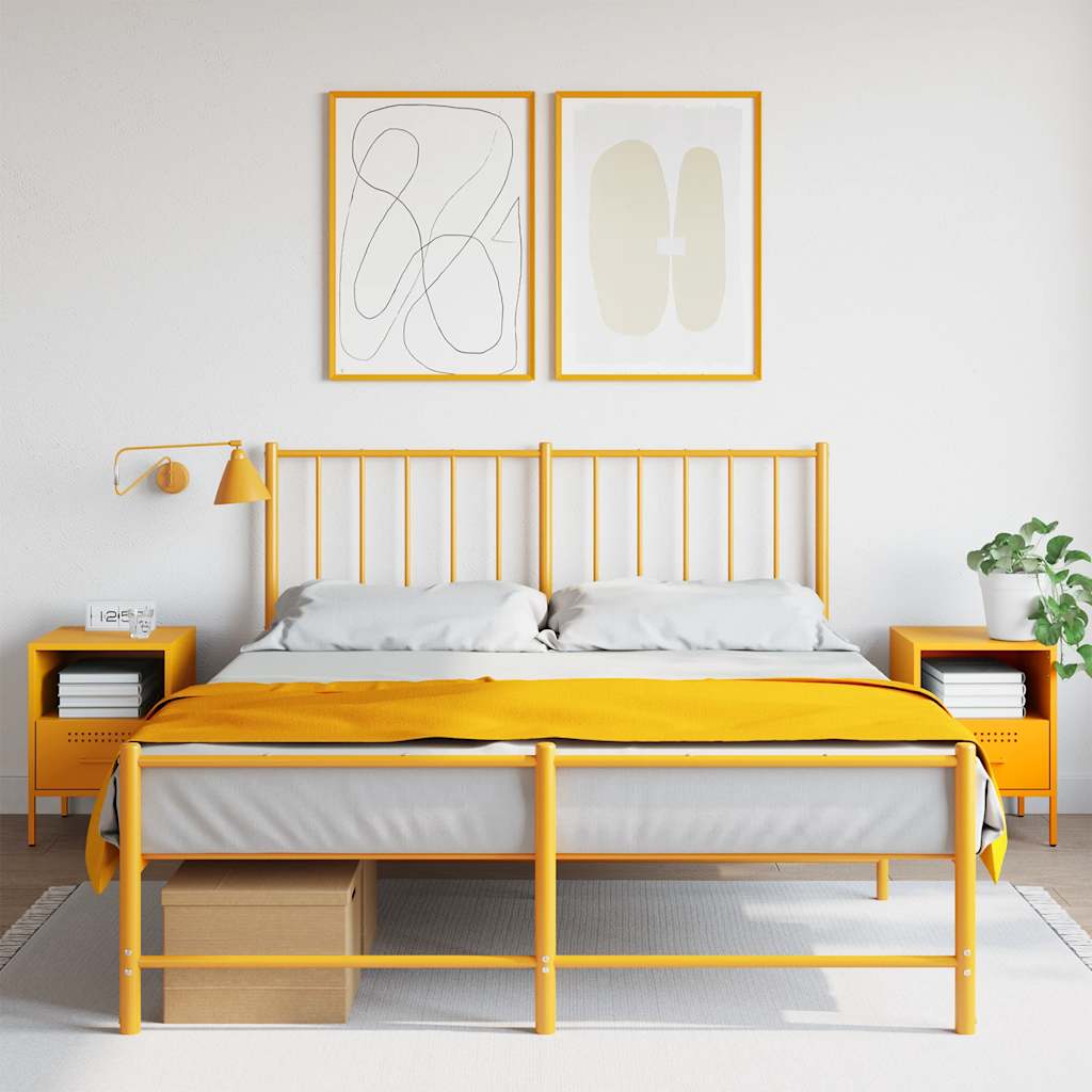 vidaXL Nachttische 2 Stk. Senfgelb 36x39x50,5 cm Stahl
