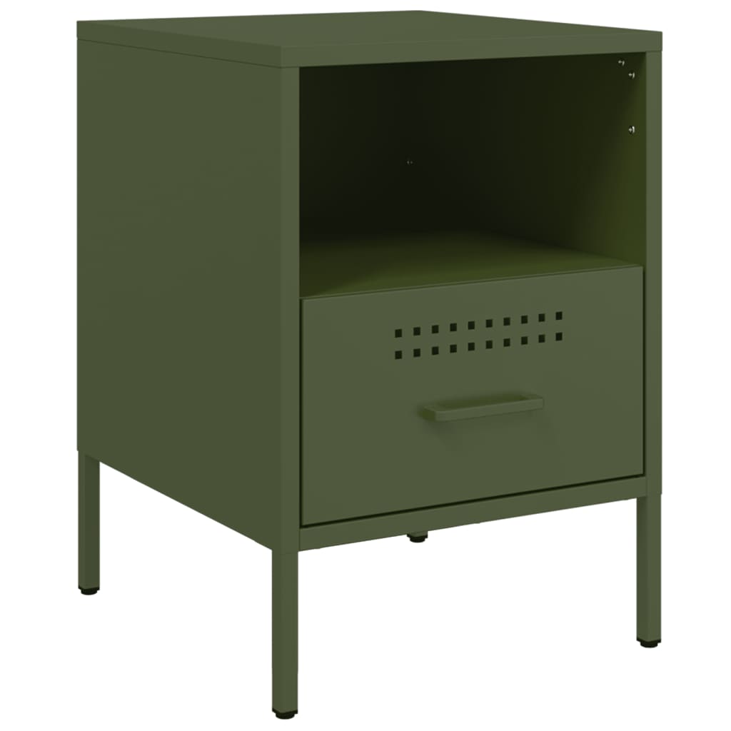 vidaXL Tables de chevet 2 pcs Vert olive 36x39x50,5 cm Acier