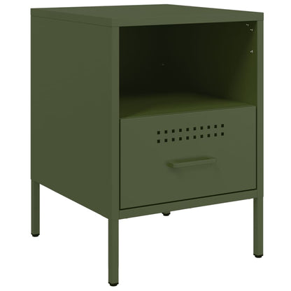 vidaXL Tables de chevet 2 pcs Vert olive 36x39x50,5 cm Acier