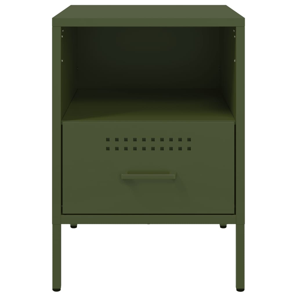 vidaXL Tables de chevet 2 pcs Vert olive 36x39x50,5 cm Acier