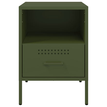 vidaXL Tables de chevet 2 pcs Vert olive 36x39x50,5 cm Acier