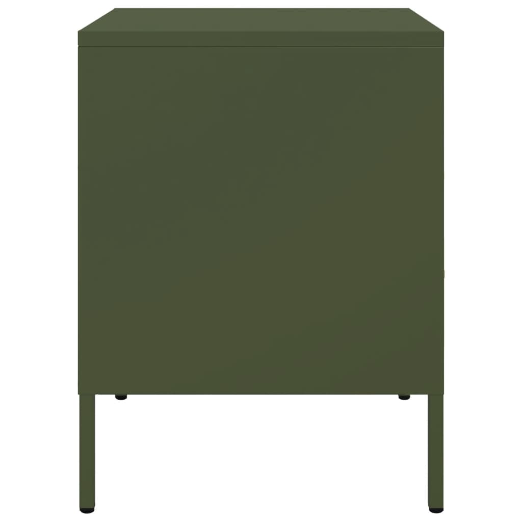 vidaXL Tables de chevet 2 pcs Vert olive 36x39x50,5 cm Acier