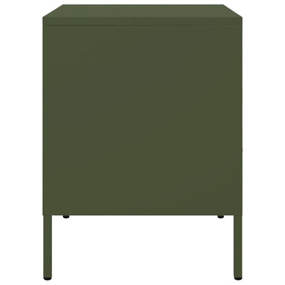 vidaXL Tables de chevet 2 pcs Vert olive 36x39x50,5 cm Acier