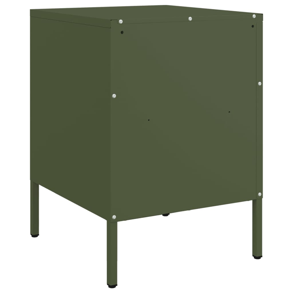vidaXL Tables de chevet 2 pcs Vert olive 36x39x50,5 cm Acier