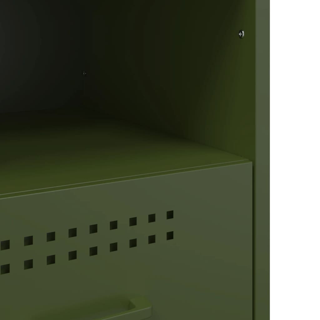 vidaXL Tables de chevet 2 pcs Vert olive 36x39x50,5 cm Acier