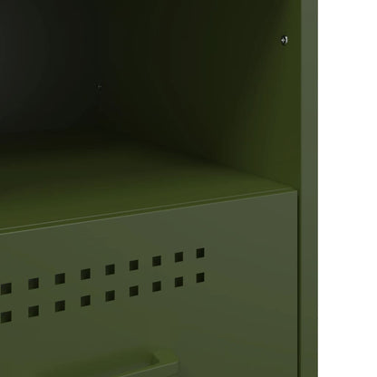 vidaXL Tables de chevet 2 pcs Vert olive 36x39x50,5 cm Acier