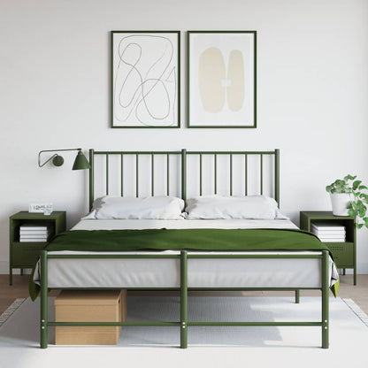 vidaXL Tables de chevet 2 pcs Vert olive 36x39x50,5 cm Acier
