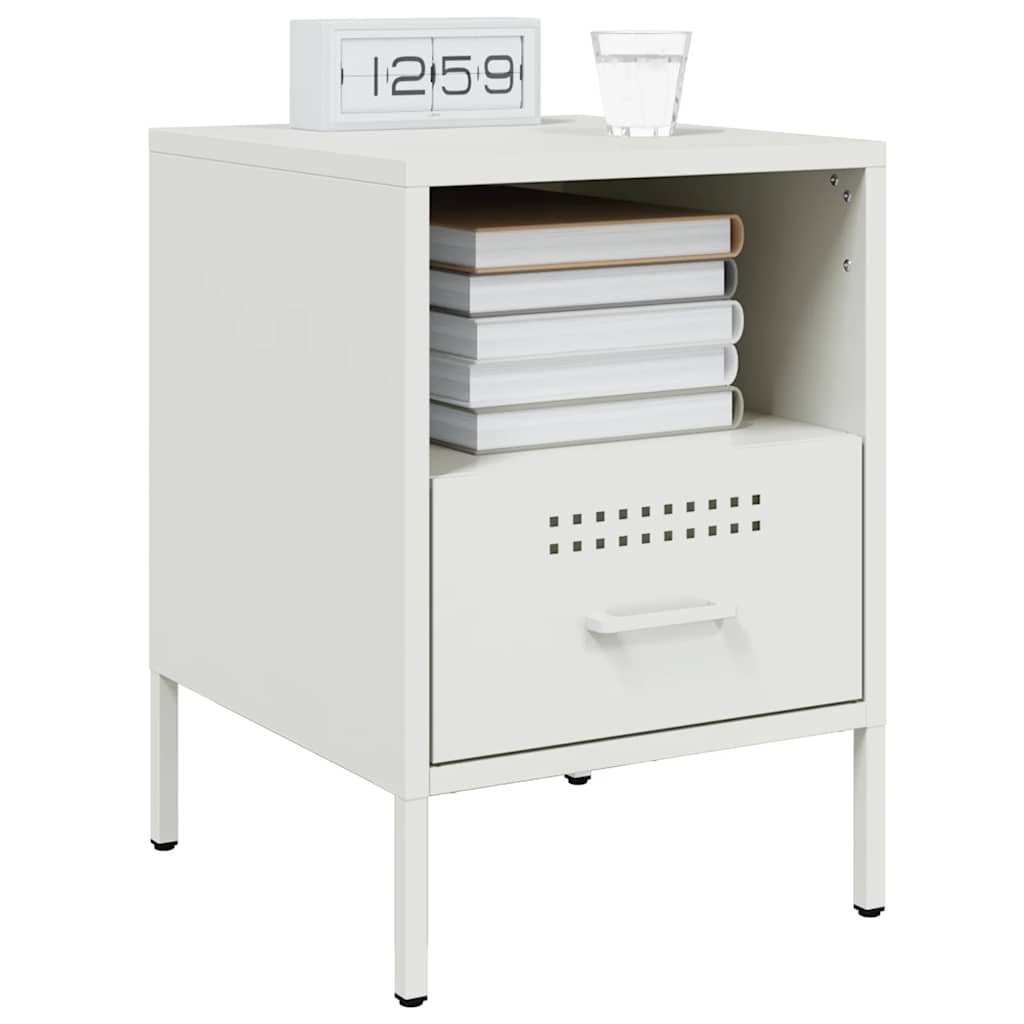 vidaXL Table de chevet Blanc 36x39x50,5 cm Acier