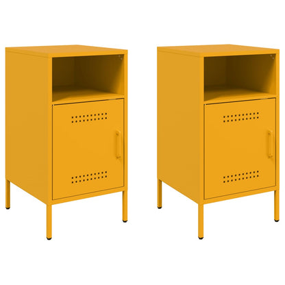 vidaXL Tables de chevet 2 pcs. Jaune moutarde 36x39x68 cm Acier