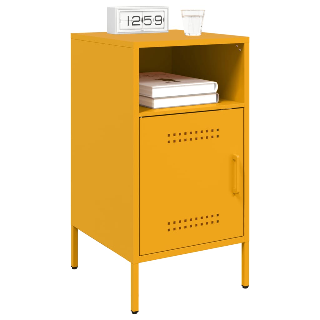 vidaXL Tables de chevet 2 pcs. Jaune moutarde 36x39x68 cm Acier