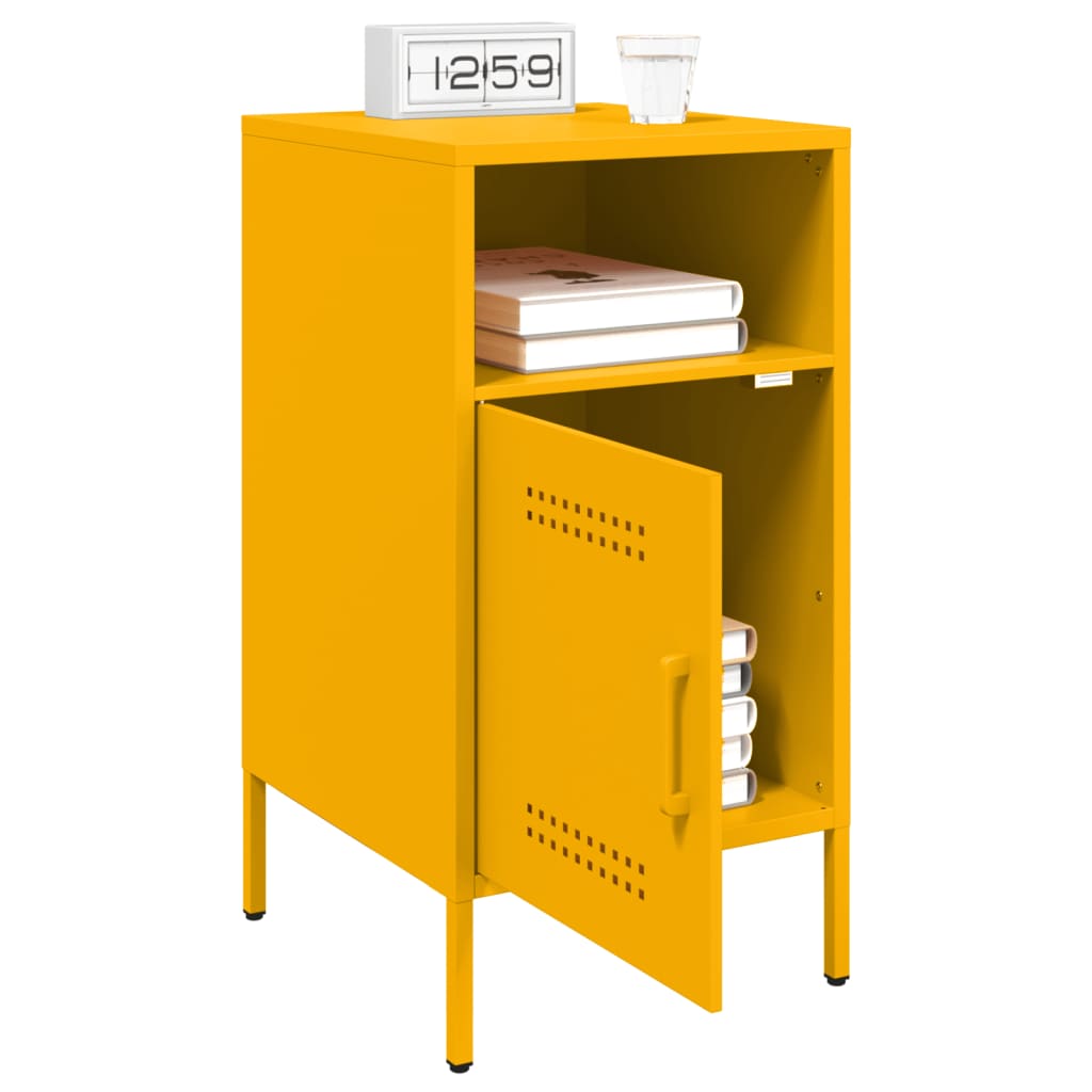 vidaXL Tables de chevet 2 pcs. Jaune moutarde 36x39x68 cm Acier