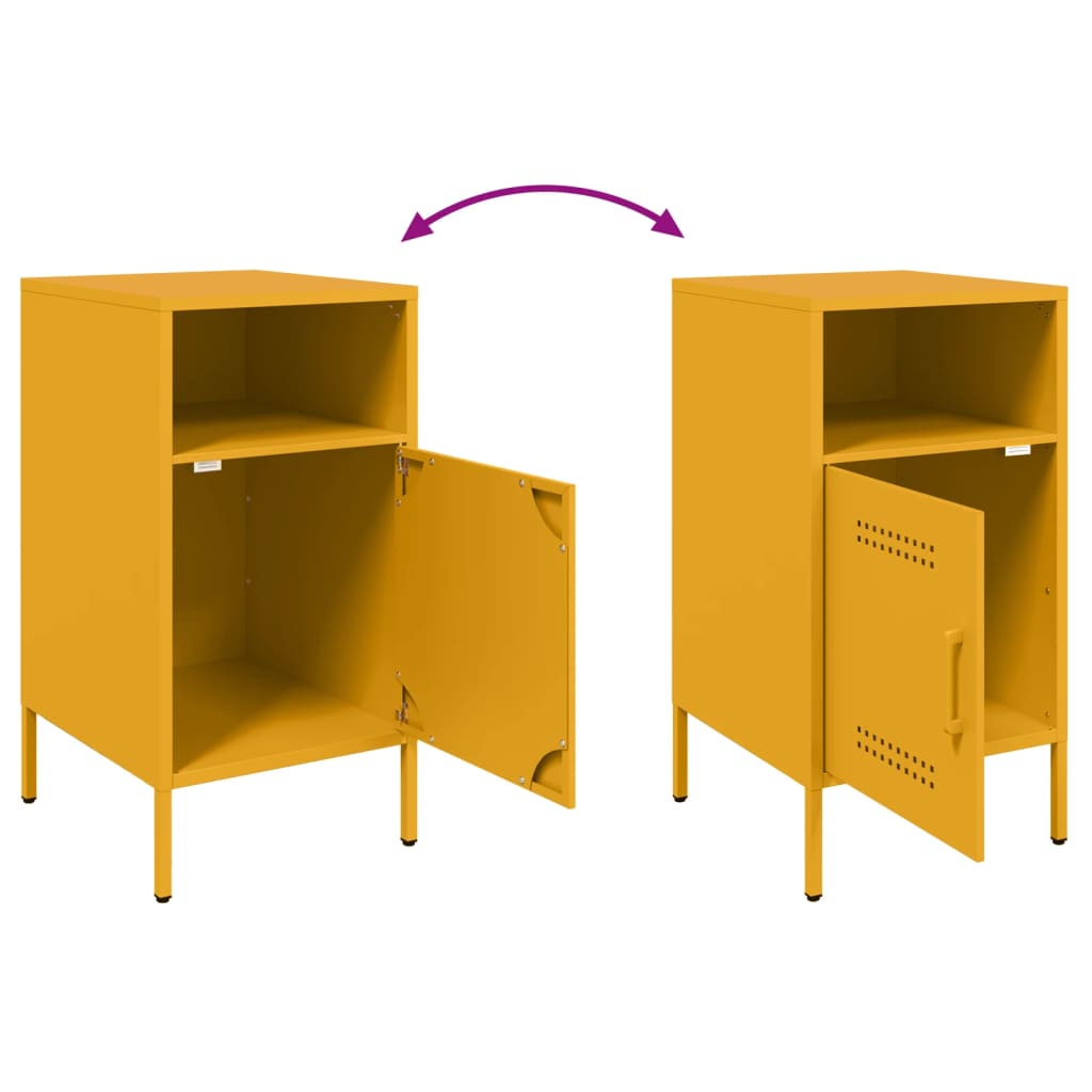vidaXL Tables de chevet 2 pcs. Jaune moutarde 36x39x68 cm Acier