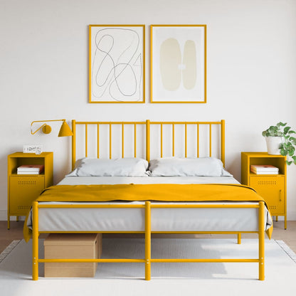 vidaXL Tables de chevet 2 pcs. Jaune moutarde 36x39x68 cm Acier