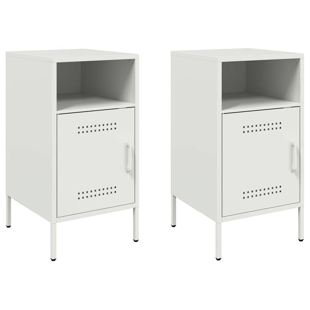 vidaXL Tables de chevet 2 pcs Blanc 36x39x68 cm Acier