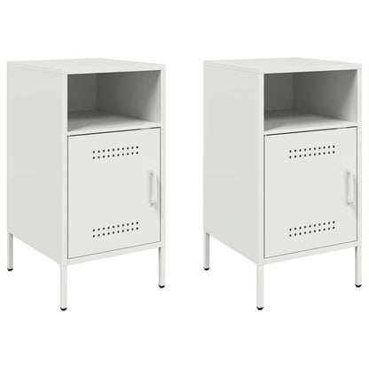 vidaXL Tables de chevet 2 pcs Blanc 36x39x68 cm Acier